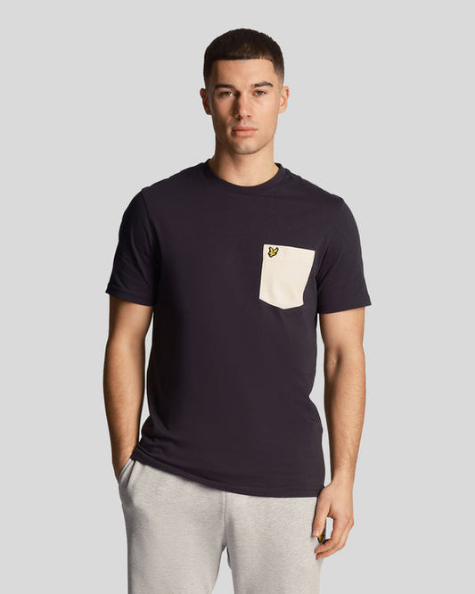 Contrast poket t-shirt dark navy/cove
