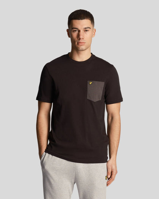 Contrast pocket t-shirt black/gunmetal