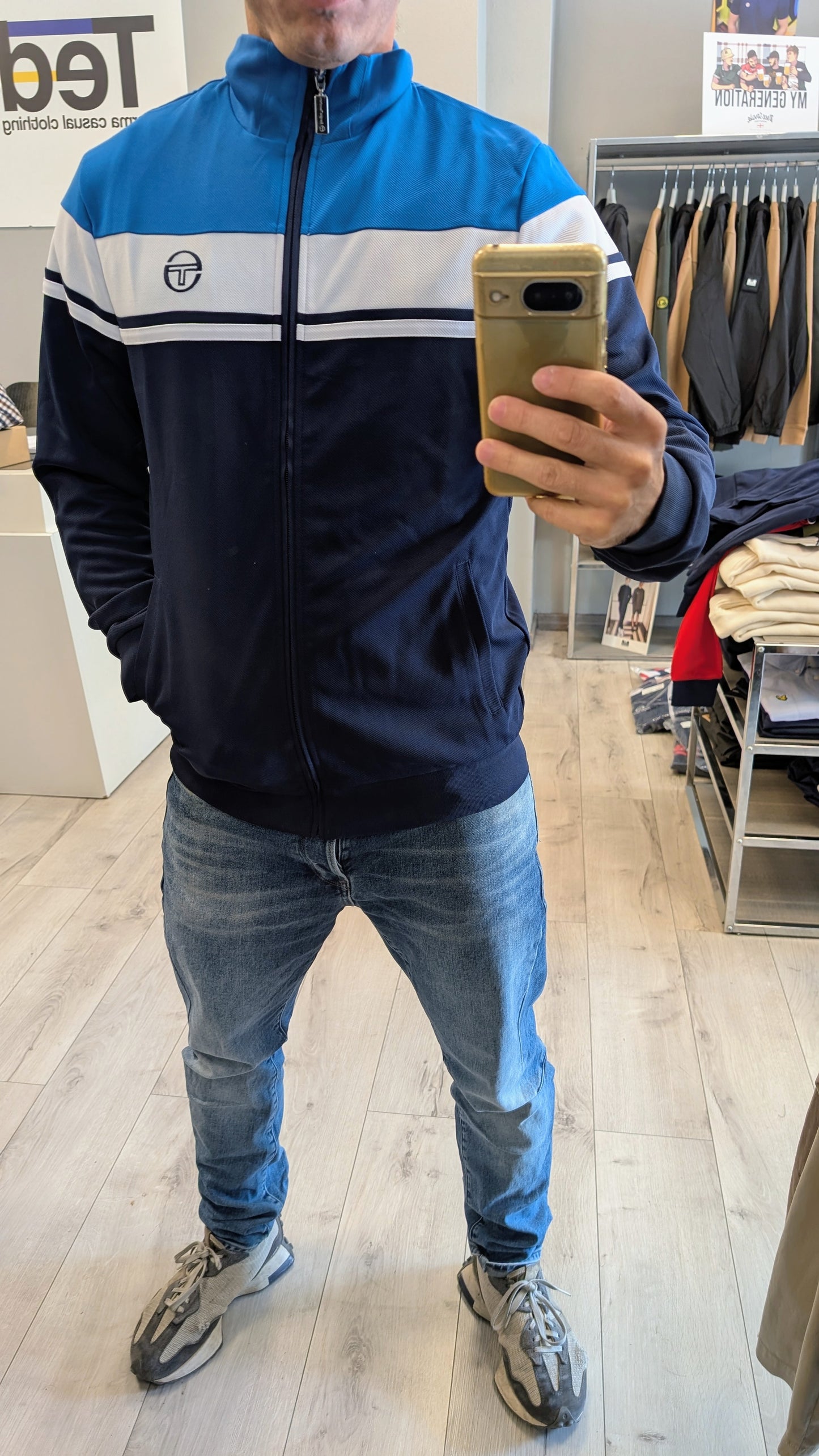 Felpa track top Damarindo blu/White/navy blu