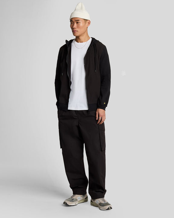 Softshell Hybrid zip through hoodie nero