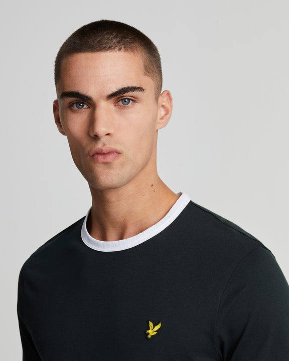 T-shirt ringer blu navy/bianco