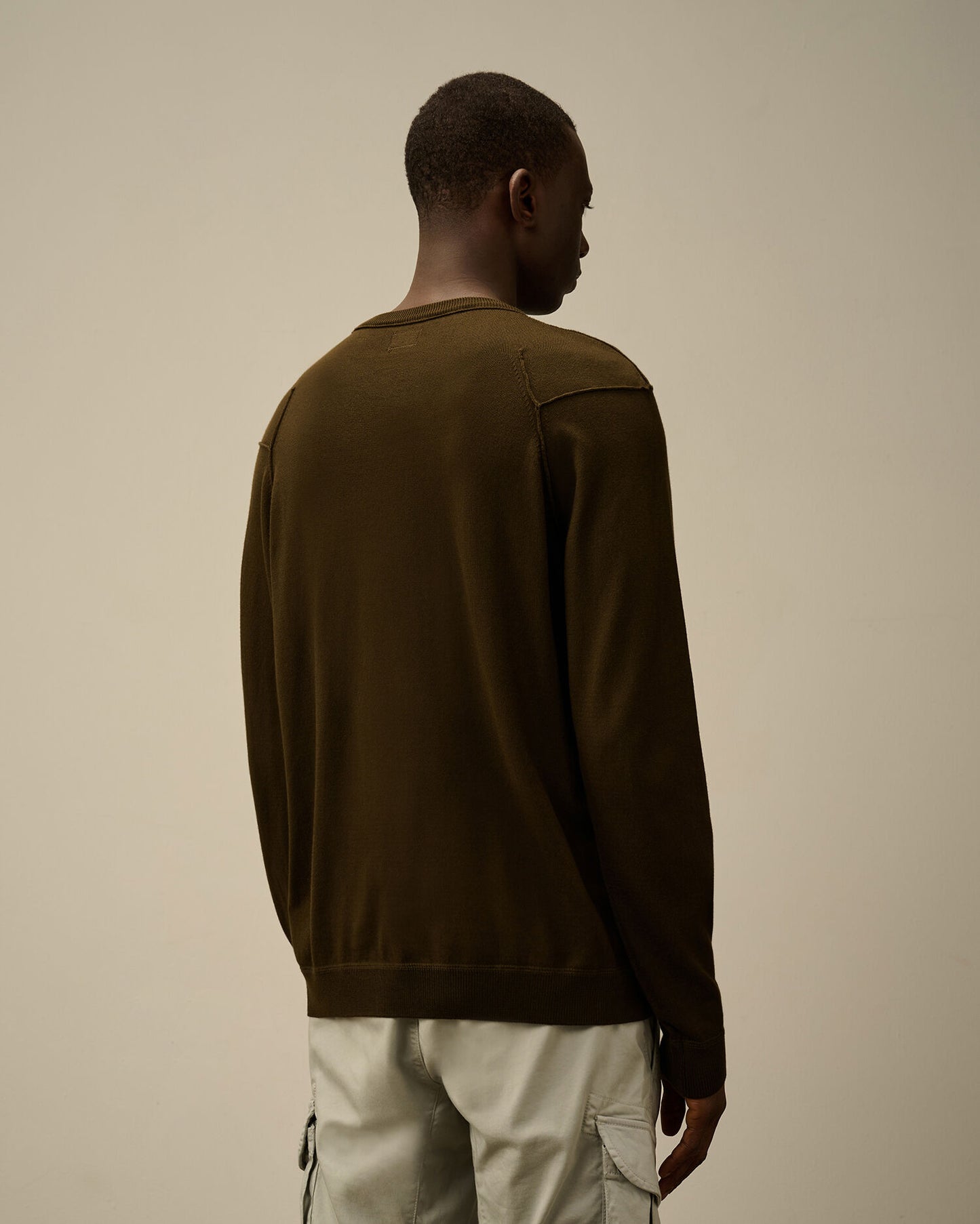 crew neck lens knit verde militare