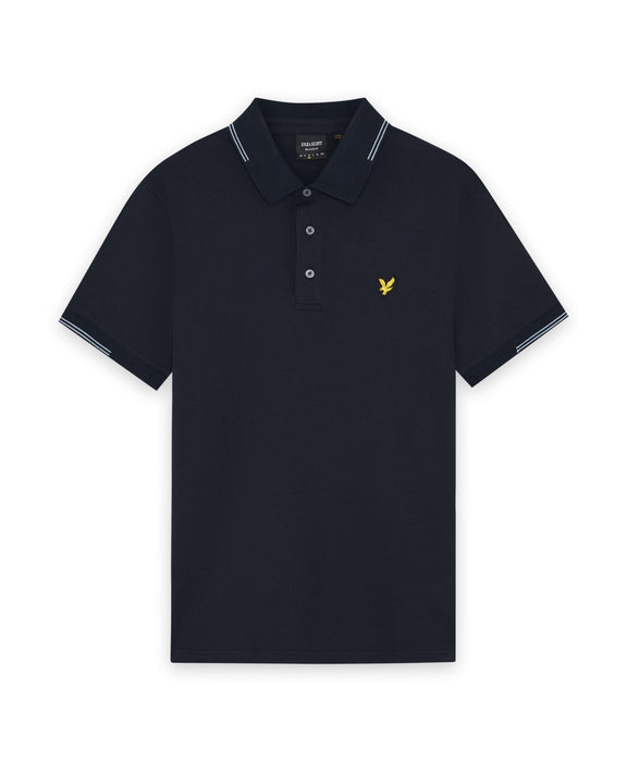 Fine Tipped Polo blu navy/chalck blue