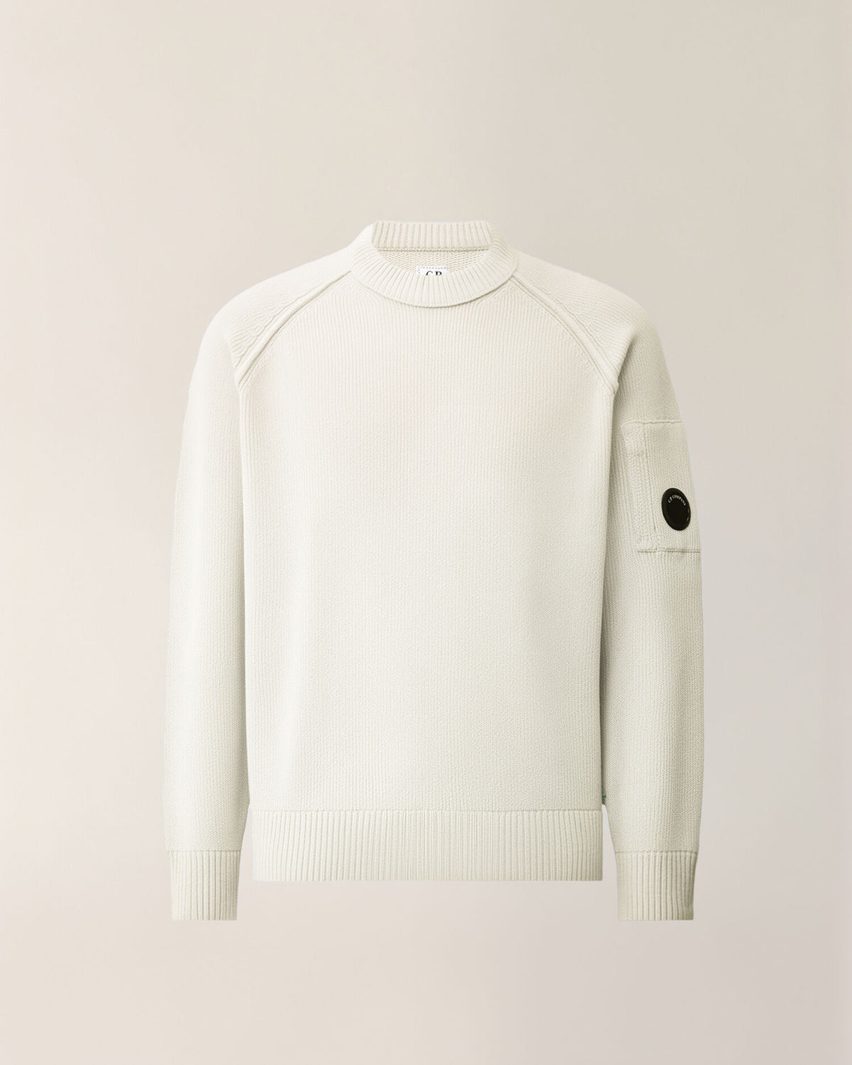 Chenille cotton knitwear crew neck bianco