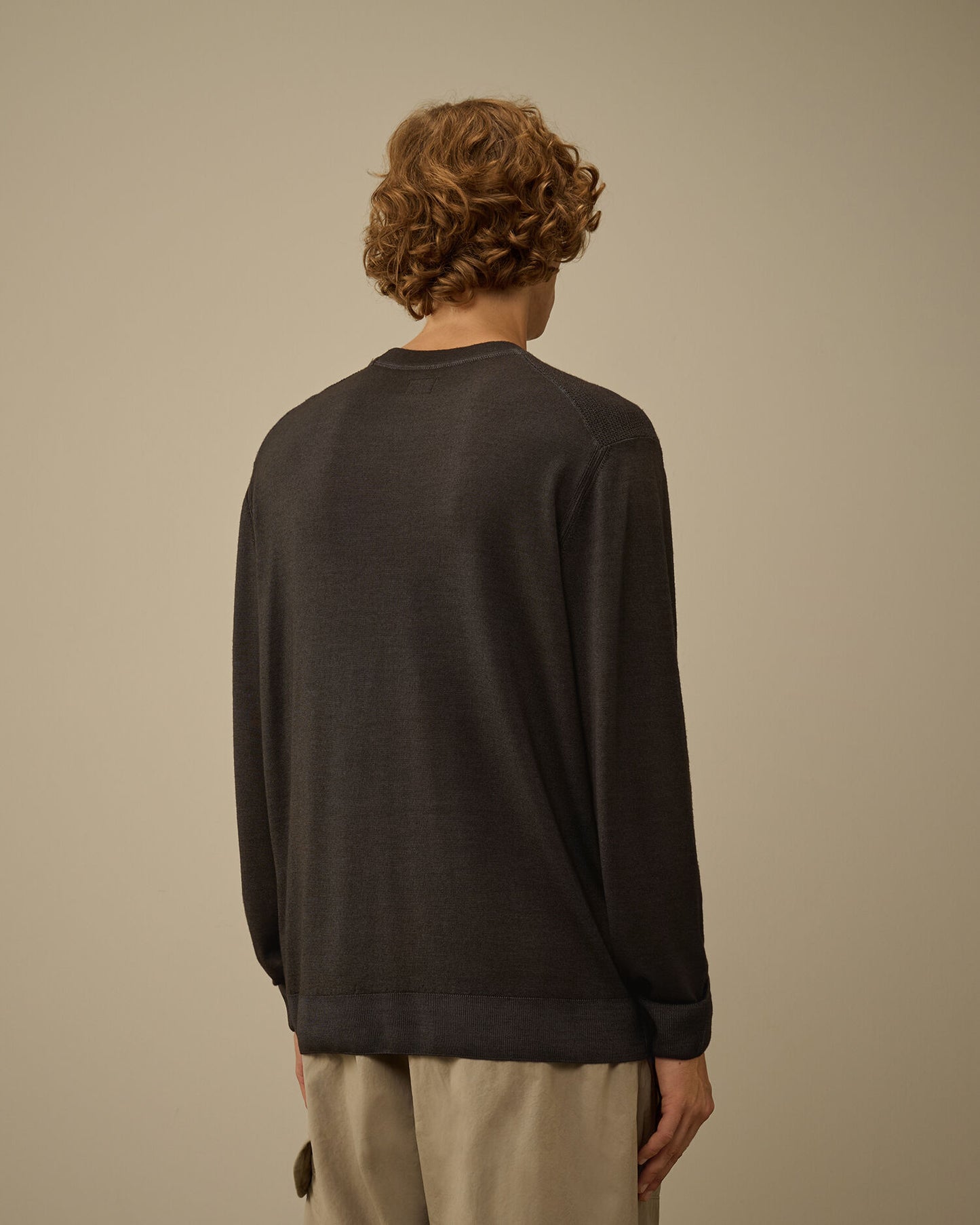 Merino wool crewneck lens sweater Dark Shadow
