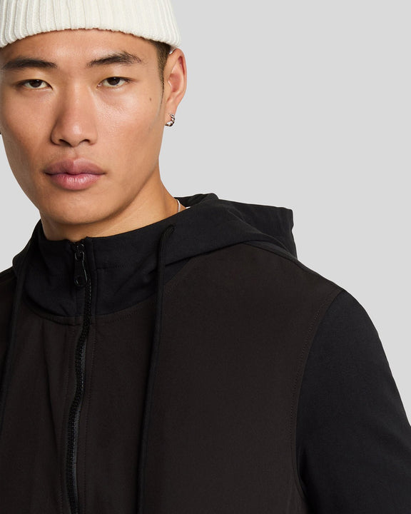 Softshell Hybrid zip through hoodie nero