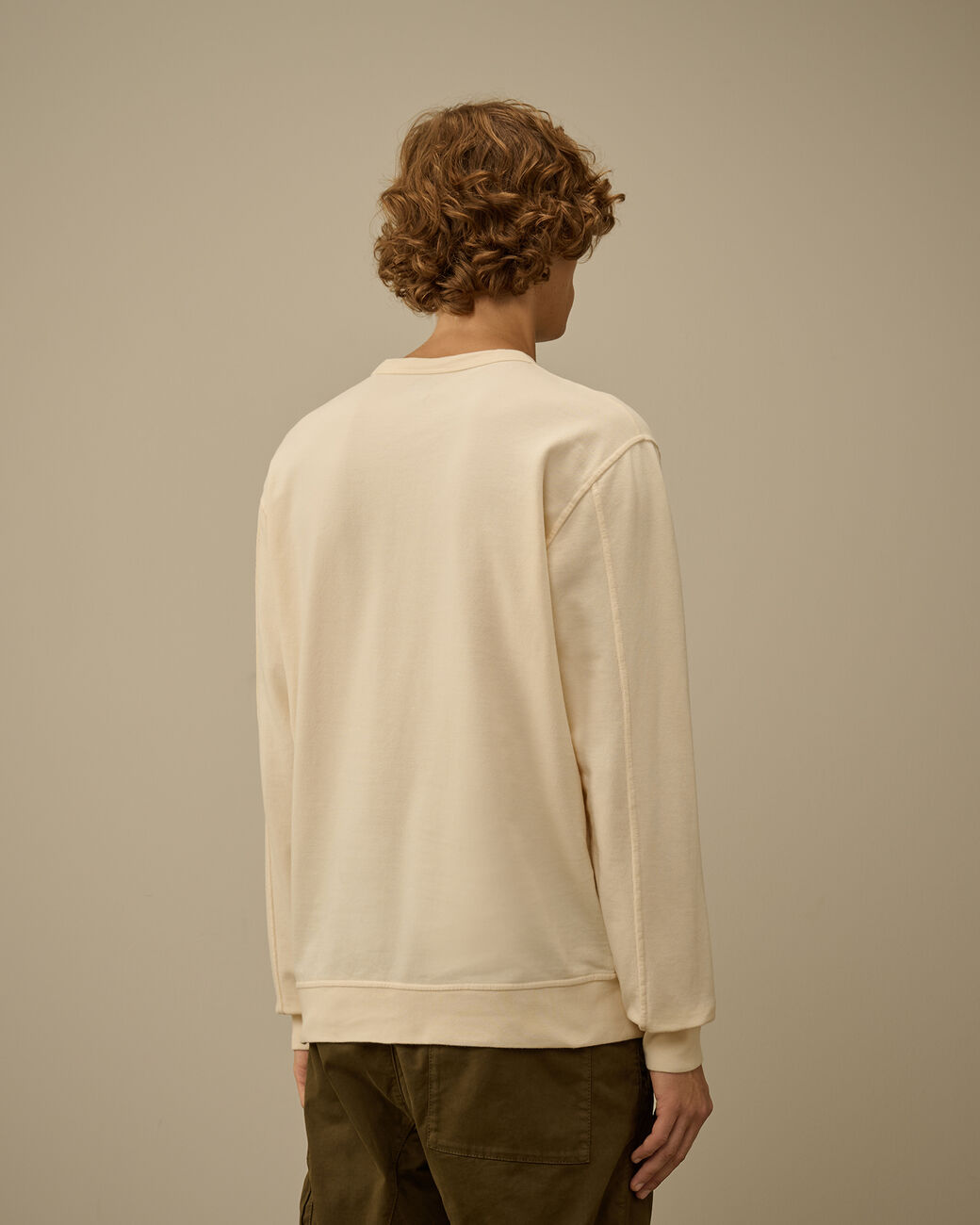 Diagonal raised fleece sweatshirt beige