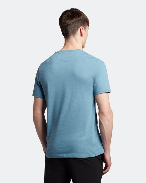 Contrast poket t-shirt celeste/blu