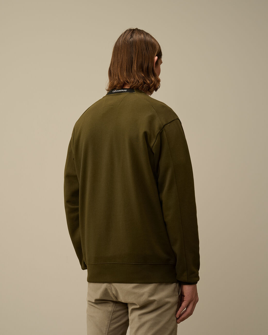 Diagonal raised fleece sweatshirt Ivy green