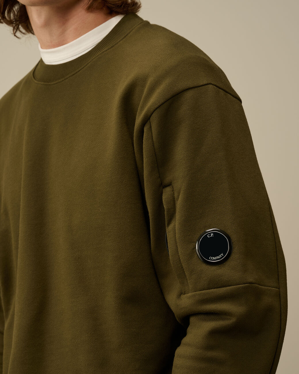 Diagonal raised fleece sweatshirt Ivy green