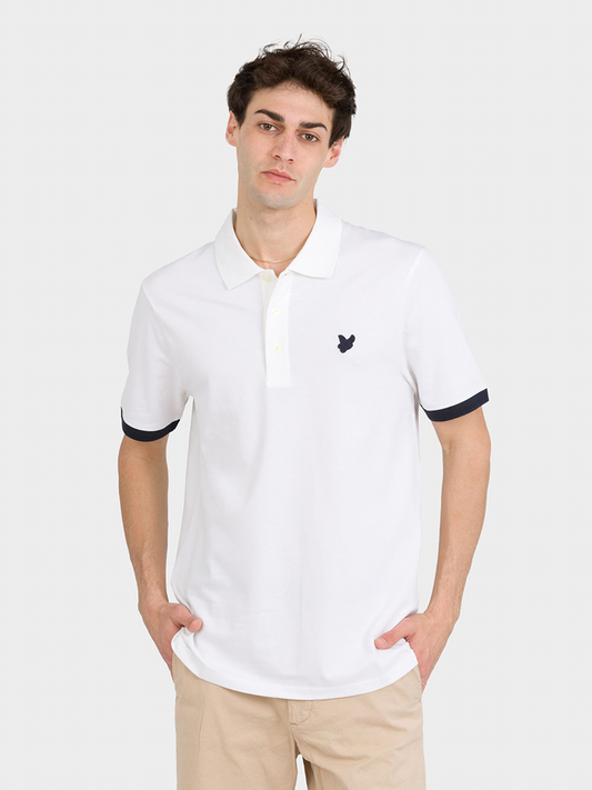 Contrast cuff tonal polo shirt white/dark navy