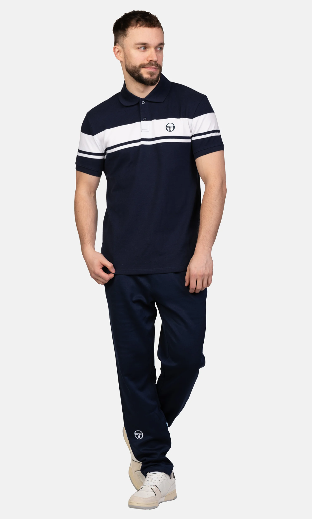 Polo young line blu/bianca