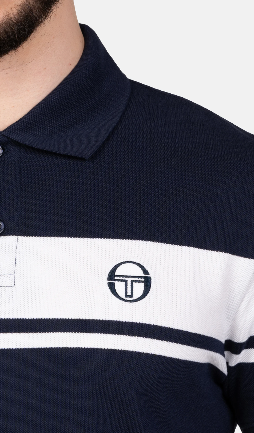 Polo young line blu/bianca