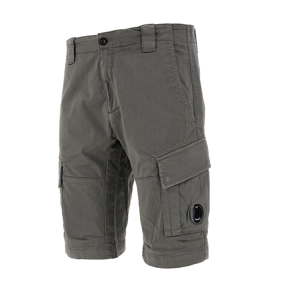 Stretch sateen cargo short smoked pearl