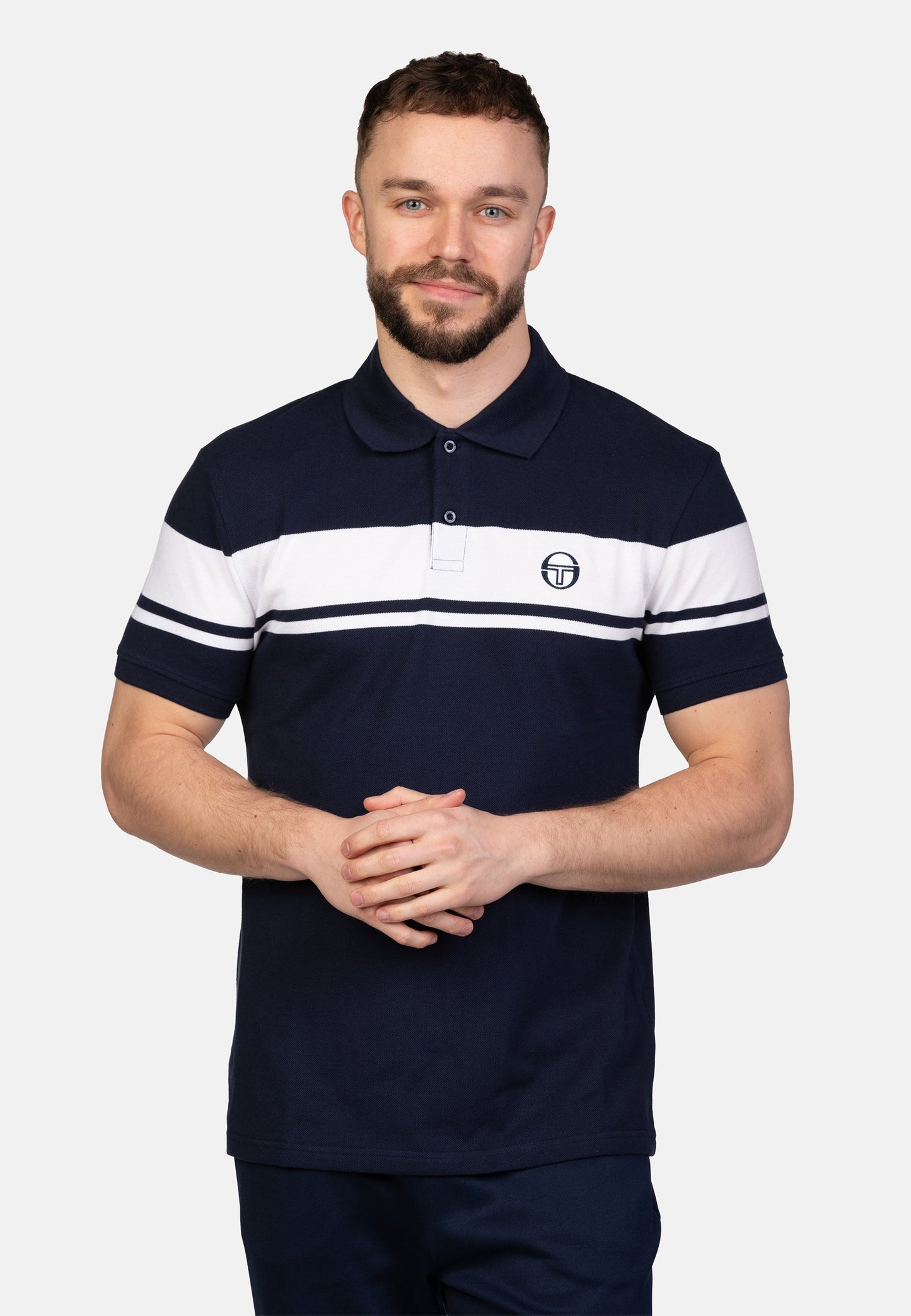 Polo young line blu/bianca