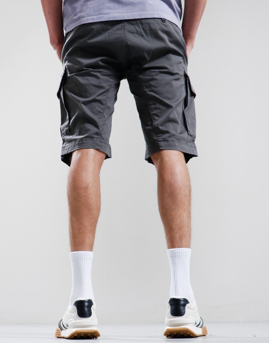 Stretch sateen cargo short smoked pearl