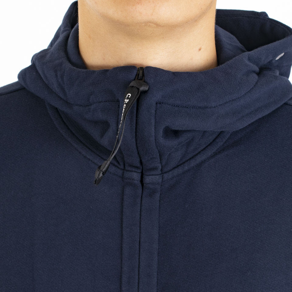 Diagonal raised fleece goggle zipped hoodie blu navy