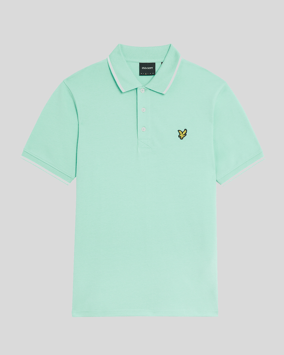 Tipped Polo aquamarine/white