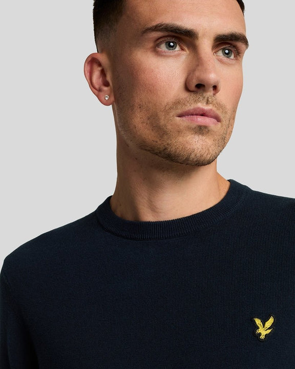 Cotton crew neck jumper blu navy