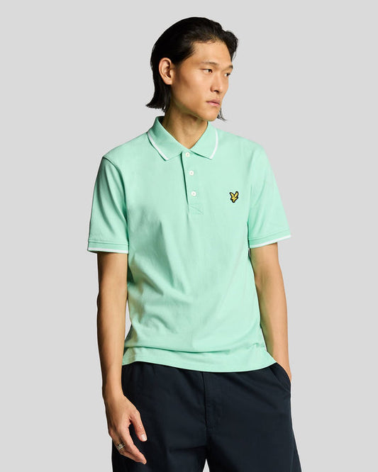 Tipped Polo aquamarine/white