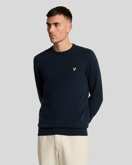 Cotton crew neck jumper blu navy