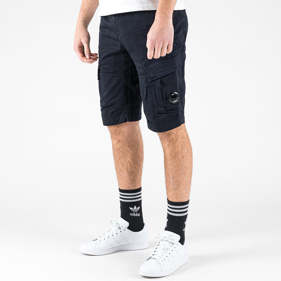 Stretch sateen cargo short blu navy