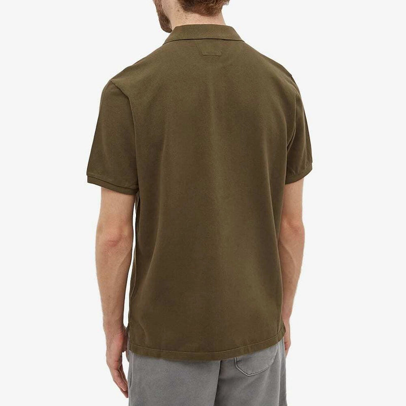 Stretch Piquet polo shirt verde militare
