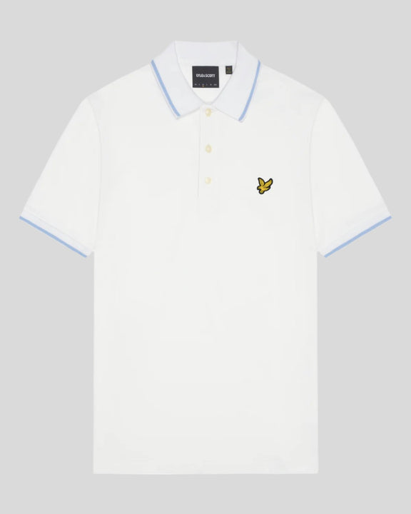 Tipped Polo White/light blue