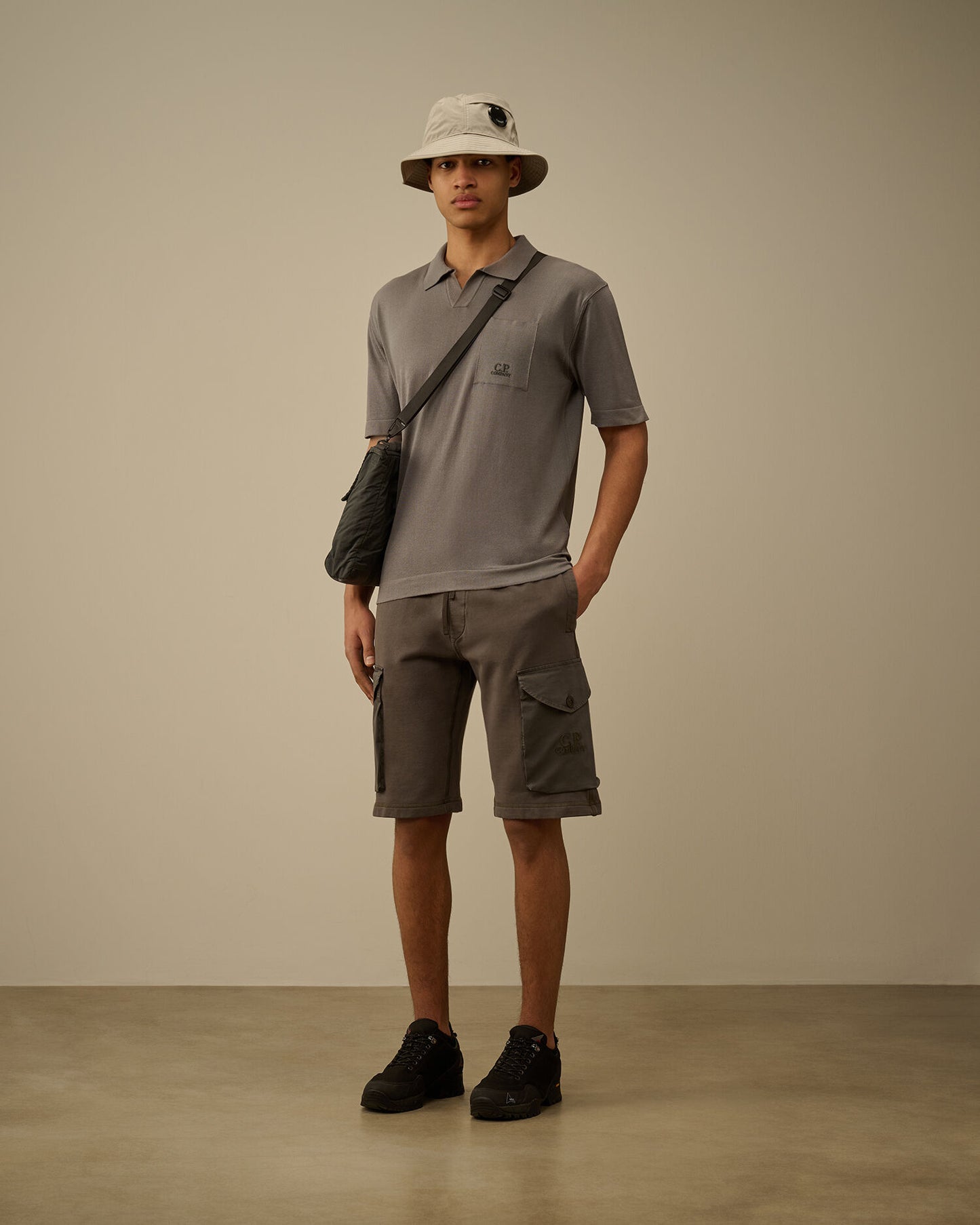 Bermuda cargo in tuta Fleece mixed smoked pearl