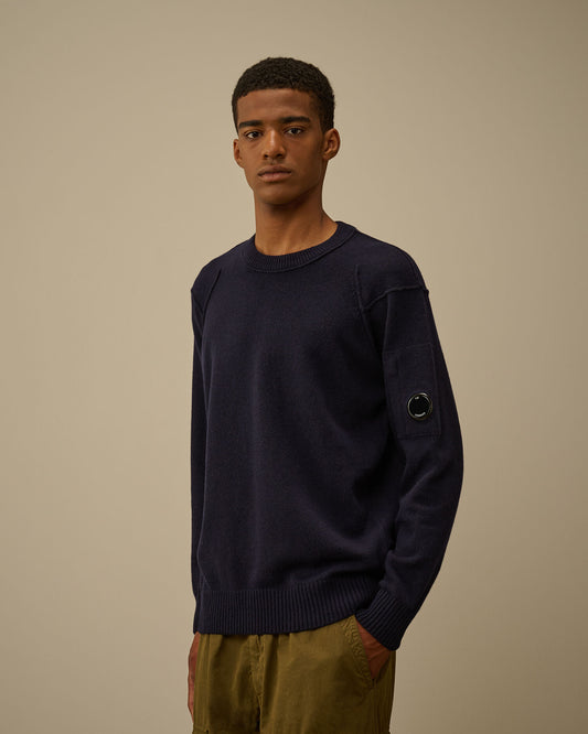 Lambswool GRS crew neck blu navy