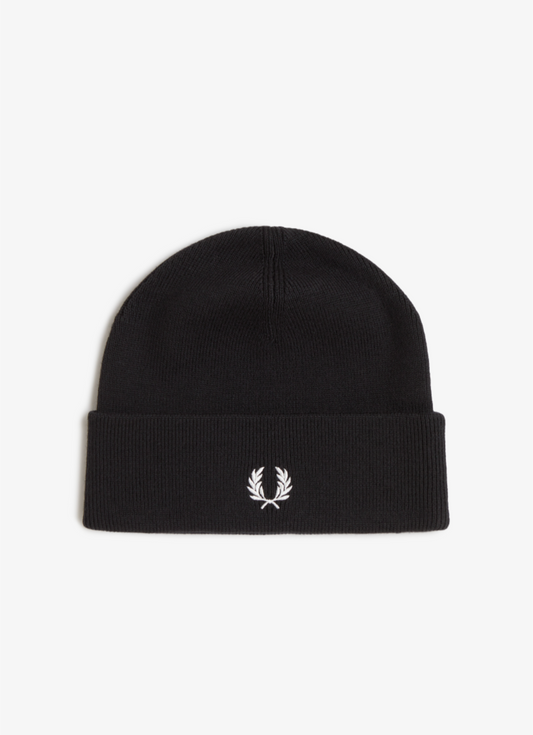 Classic merino wool beanie nera