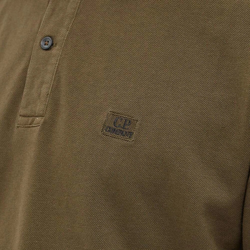 Stretch Piquet polo shirt verde militare