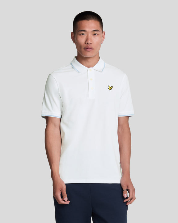 Tipped Polo White/light blue
