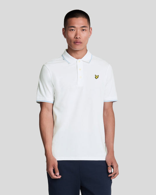Tipped Polo White/light blue