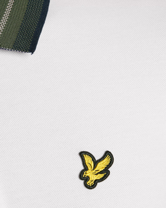 Tartan collar polo bianca