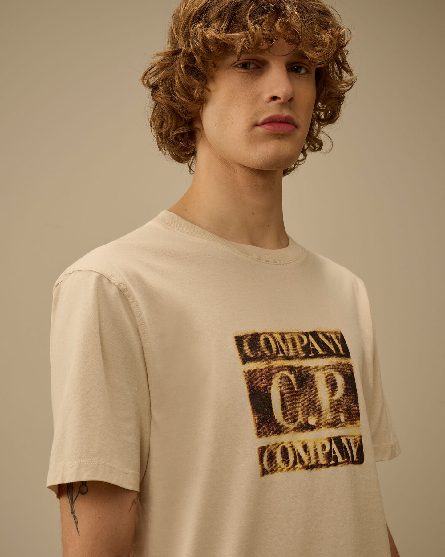 T-shirt jersey sleeve faded logo Frozen dew -white