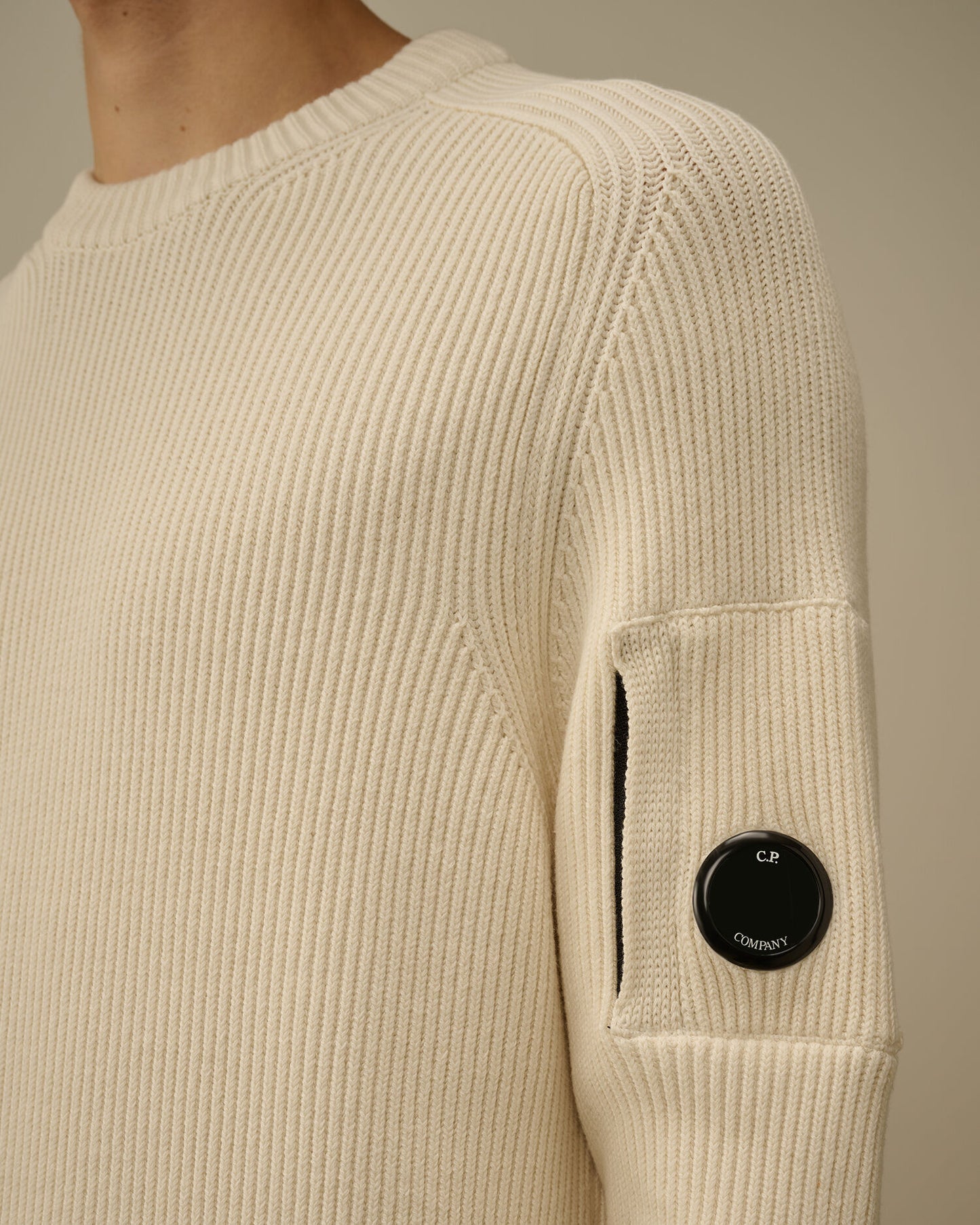 Maglione full rib gauze white