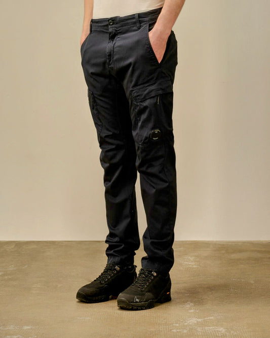 Cargo pants stretch sateen blu navy