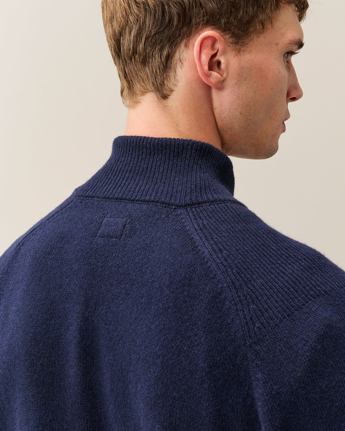 Lambswool GRS half button sweater navy