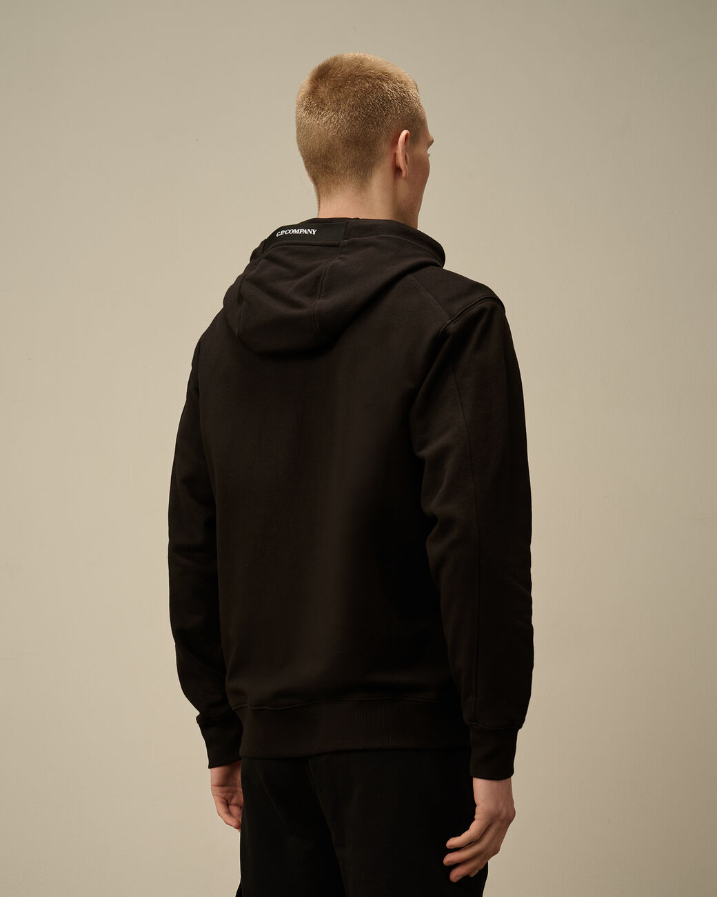 Sweat Hooded Diagonal Raised Fleece nera