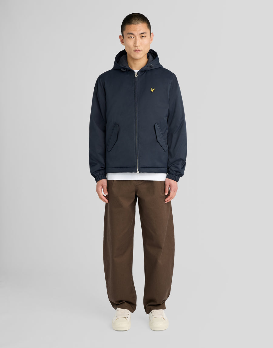 Padded hooded zip trough jacket navy