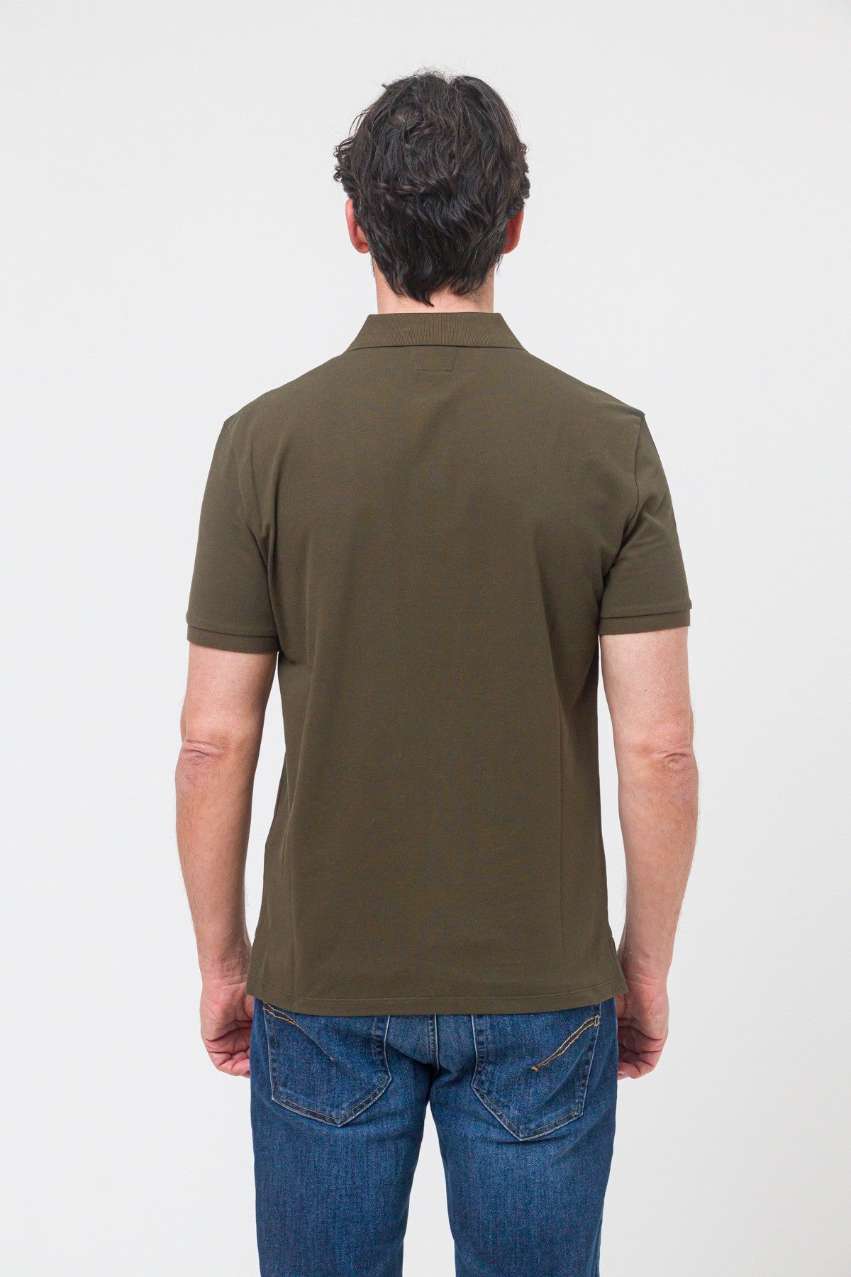 Stretch Piquet polo shirt verde militare