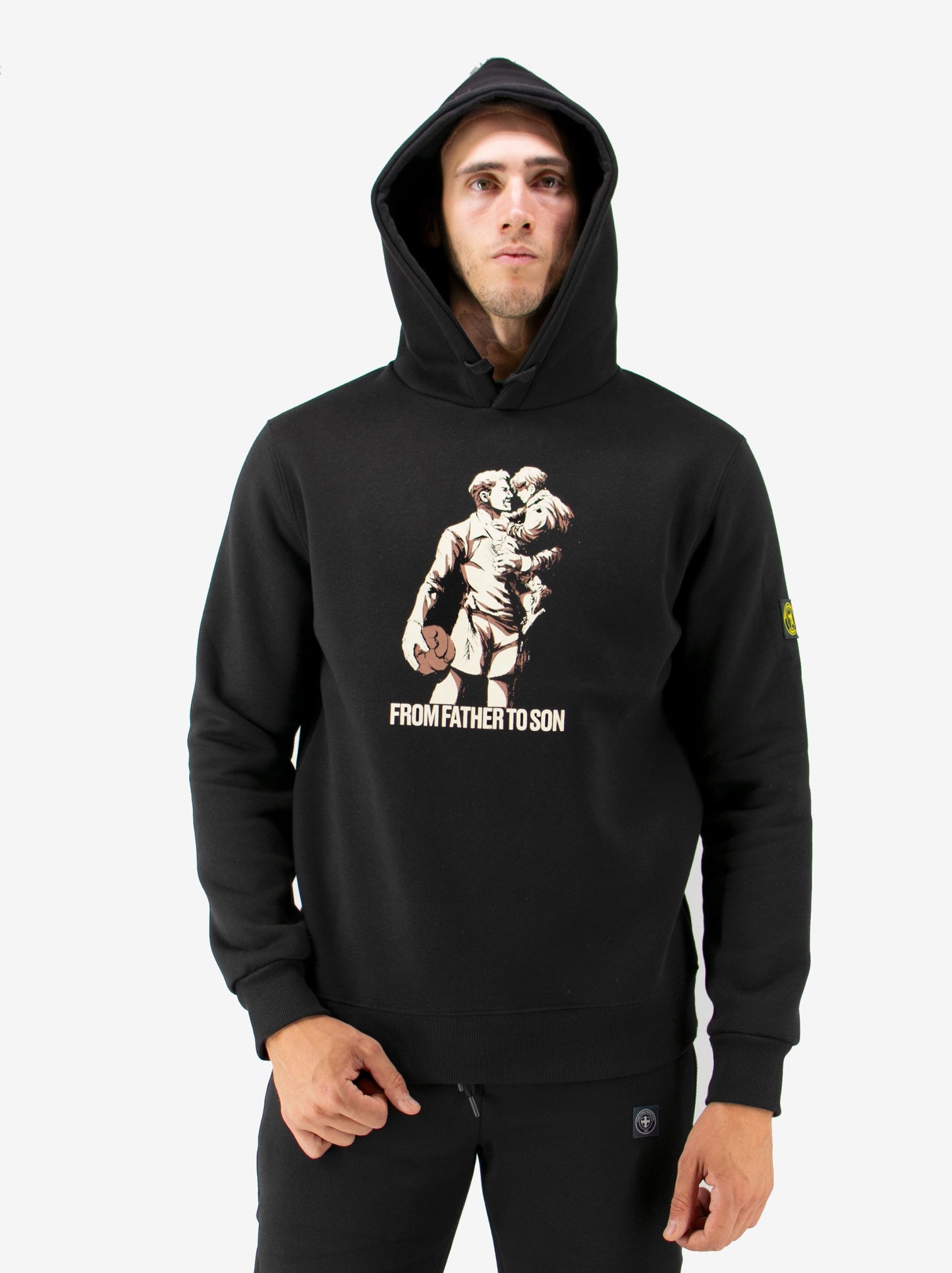 Felpa cappuccio di padre in figlio nera