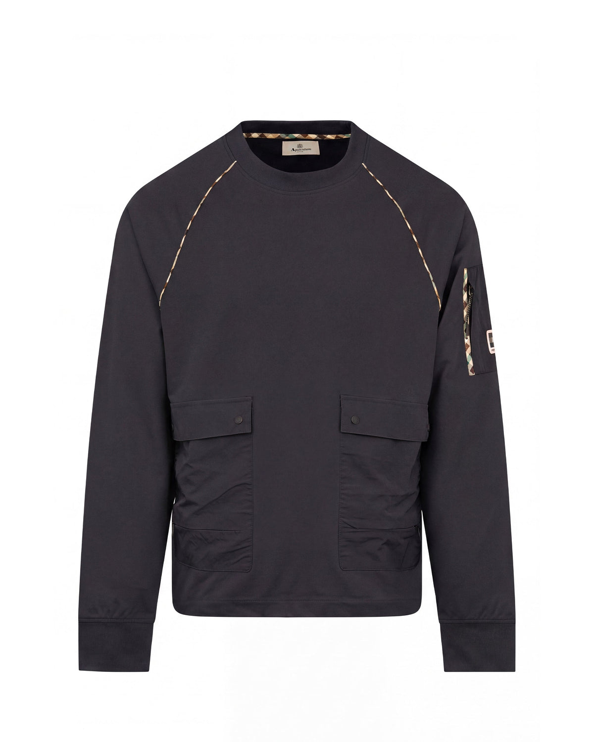 Crew neck stretch fleece nera
