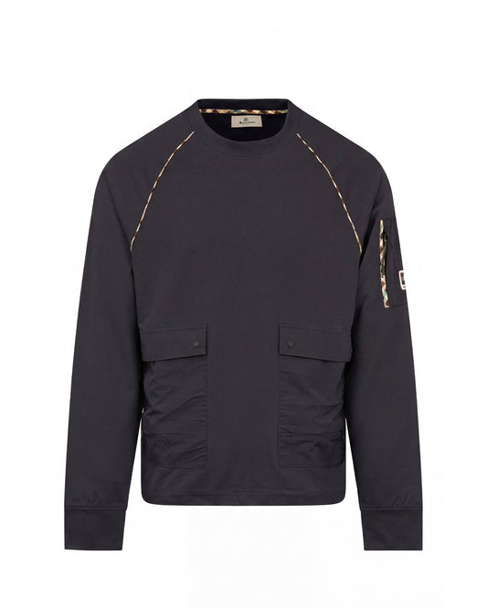 Crew neck stretch fleece nera