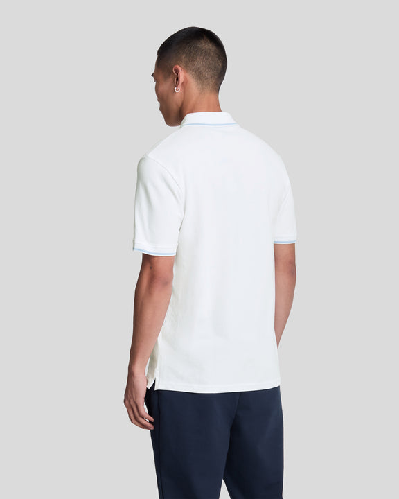 Tipped Polo White/light blue