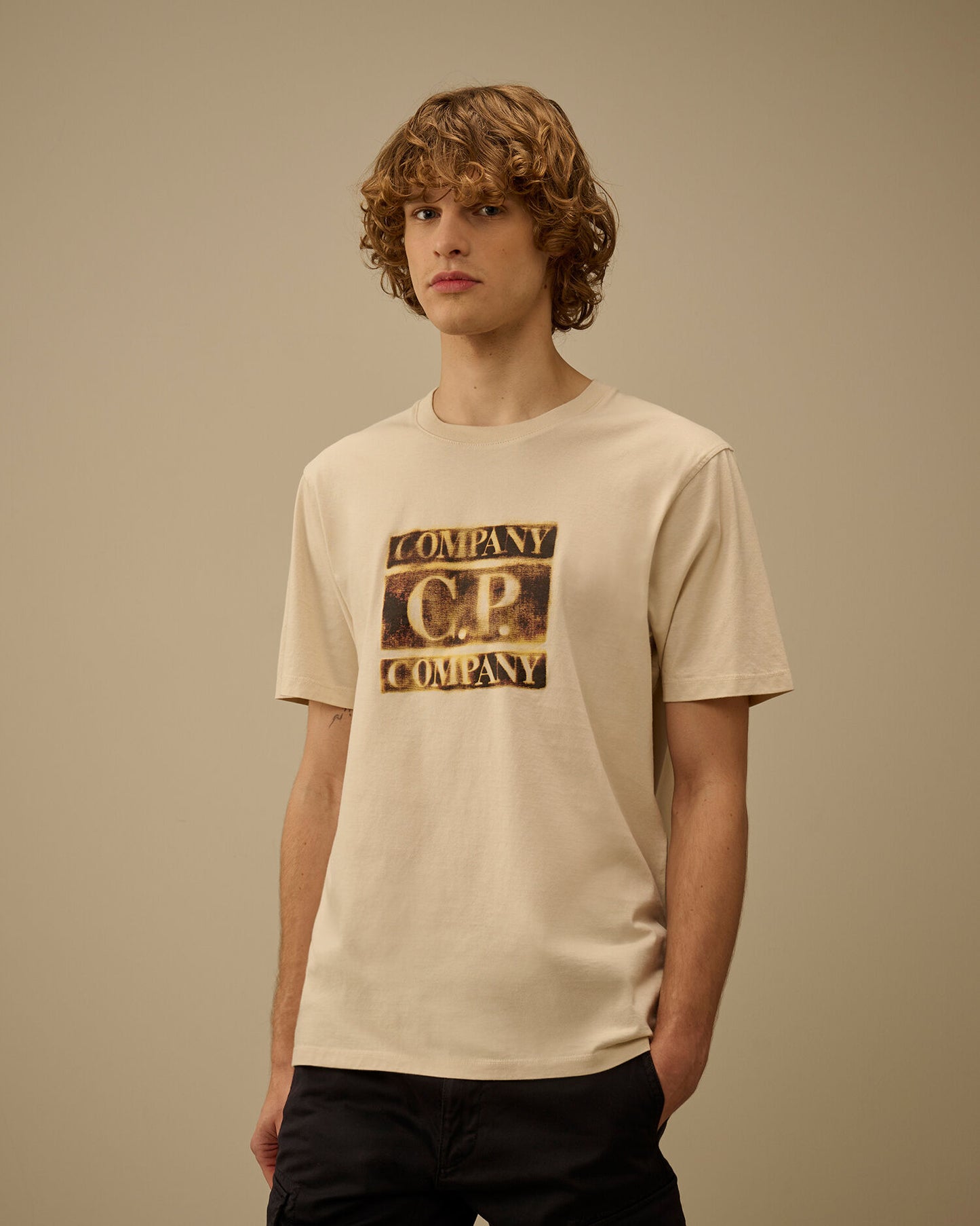 T-shirt jersey sleeve faded logo Frozen dew -white