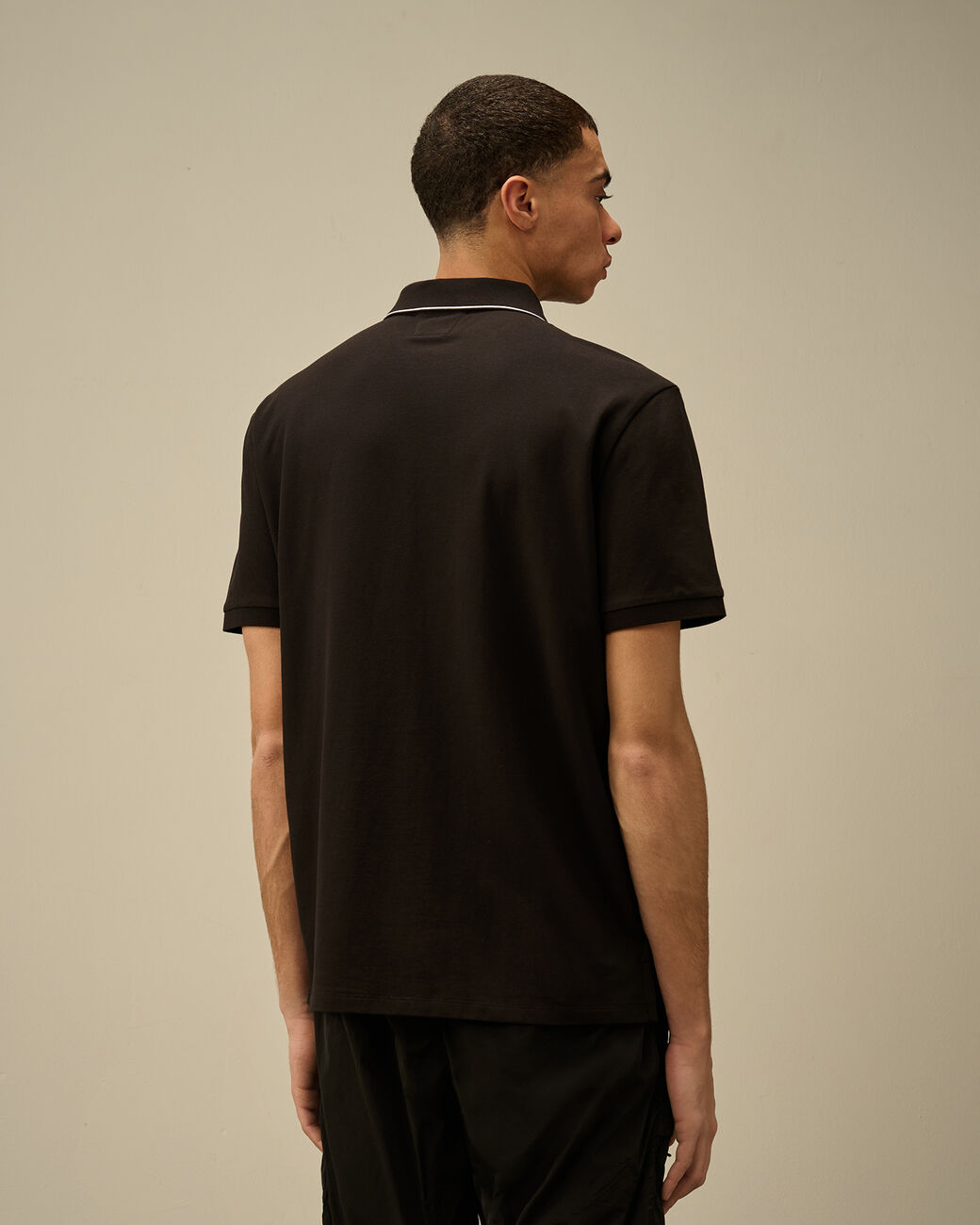 Polo sleeve Stretch piquet nero