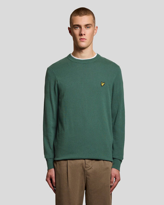 Cotton crew neck jumper green everglade