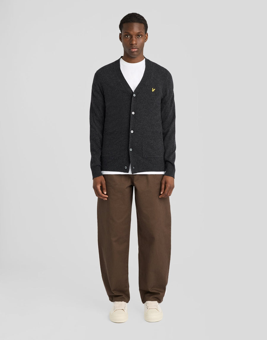 Cardigan lambswool jet black marl